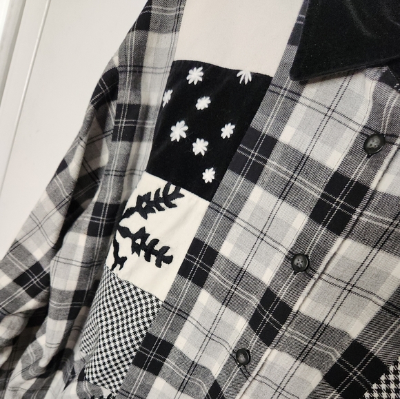 Vintage Susan Bristol Black and White Patchwork Winter Top or Jacket  Size Large - Picture 2 of 6